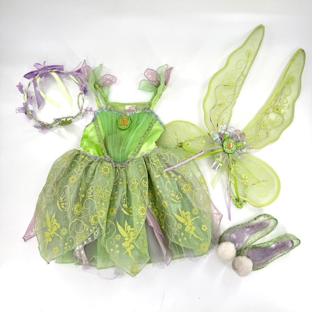 RARE Disney Store Tinkerbell 5 Piece Costume Light Up Wings size 5/6